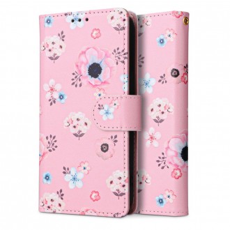 Gėlėtas atverčiamas dėklas "TECH-PROTECT WALLET BLOOM PINK" telefonui Galaxy A13 4G / LTE