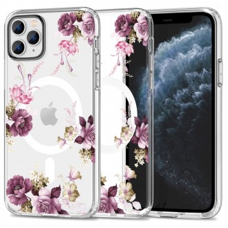 Skaidrus gėlėtas dėklas "Tech-Protect Magmood Magsafe Spring Floral" telefonui iPhone 11 Pro