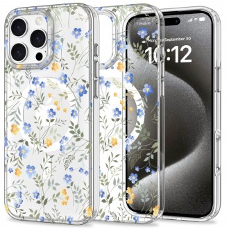Skaidrus gėlėtas dėklas "Tech-Protect Magmood Magsafe Spring Floral" telefonui iPhone 16 Pro