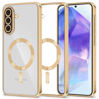 Skaidrus dėklas su satino auksinėmis detalėmis "Tech-Protect Magflex Magsafe" telefonui Samsung Galaxy A56 5G