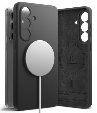 Juodas dėklas "Ringke Silicone Magnetic Magsafe" telefonui Samsung Galaxy S26 Plus