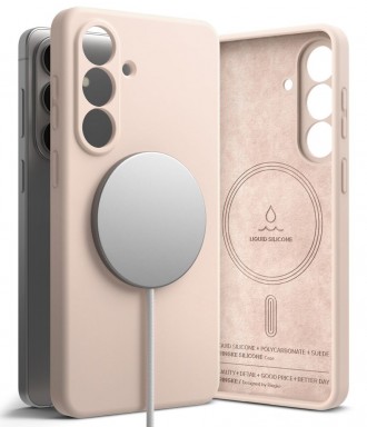 Rožinis dėklas "Ringke Silicone Magnetic Magsafe" telefonui Samsung Galaxy S26 Plus