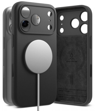 Silikoninis dėklas "Ringke Silicone Magnetic Magsafe" telefonui Apple iPhone 17 PRO MAX / 18 PRO MAX BLACK