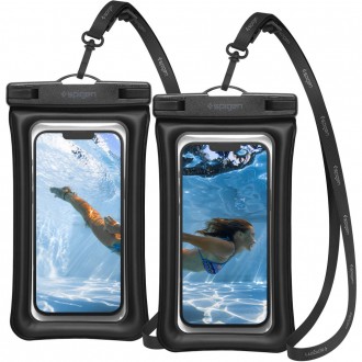 Itin skaidrus universalus vandeniui atsparus dėklas (2vnt) "Spigen A610 Universal Waterproof Float" 