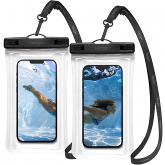 Itin skaidrus universalus vandeniui atsparus dėklas (2vnt) "Spigen A610 Universal Waterproof Float" 