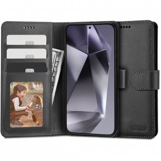 Juodas atverčiamas dėklas "Tech-Protect Wallet" telefonui Samsung Galaxy S24 Plus