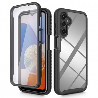 Dviejų dalių juodais kraštais permatomas dėklas "Tech-Protect Defense 360" telefonui Samsung Galaxy A15 4G / 5G