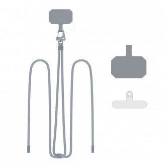 Pilkas universalus dirželis telefonui "Tech-Protect C5S Rope Crossbody Strap"