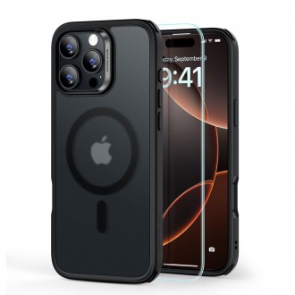 Juodas, pusiau skaidrus dėklas + stikliukas "ESR Classic Hibrid Halolock Magsafe & Tempered Glass" telefonui Apple iPhone 16 Pro Max