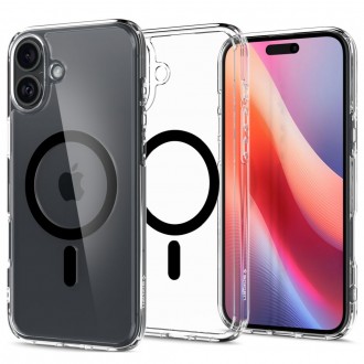 Itin tvirtas skaidrus dėklas su juodomis detalėmis "Spigen Ultra Hybrid Mag Magsafe" telefonui Apple iPhone 16 Plus