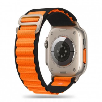 Juoda/Oranžinė apyrankė "Tech-Protect Nylon Pro" laikrodžiui Apple Watch 4 / 5 / 6 / 7 / 8 / 9 / 10 / SE / ULTRA 1 / 2 (44 / 45 / 46 / 49 MM)