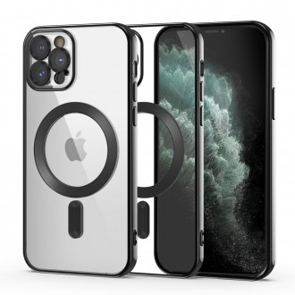 Skaidrus dėklas su juodomis detalėmis "Tech-Protect Magshine Magsafe" telefonui iPhone 11 Pro