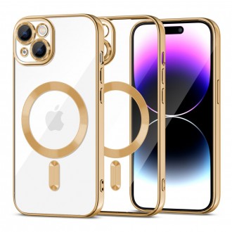 Skaidrus dėklas su auksinėmis detalėmis "Tech-Protect Magshine Magsafe" telefonui iPhone 15