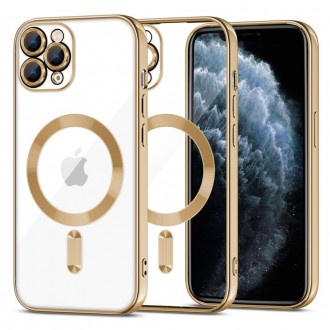 Skaidrus dėklas su auksinėmis detalėmis "Tech-Protect Magshine Magsafe" telefonui iPhone 11 Pro