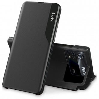 Juodas atverčiamas dėklas "Tech-Protect Smart View" telefonui Xiaomi Poco M4 Pro 4G / LTE 