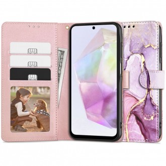 Marmurinis atverčiamas dėklas "Tech-Protect Wallet Marble" telefonui Samsung Galaxy A35 5G