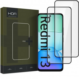 Apsauginis grūdintas stiklas juodais krašteliais Hofi Glass Pro+ (2vnt.) telefonui Xiaomi Redmi 13 