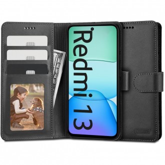 Juodas atverčiamas dėklas "Tech-Protect Wallet" telefonui Xiaomi Redmi 13