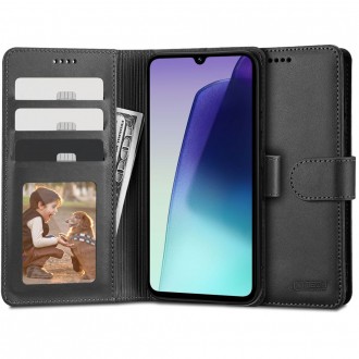 Juodas atverčiamas dėklas "Tech-Protect Wallet" telefonui Xiaomi Redmi 14C / Poco C75