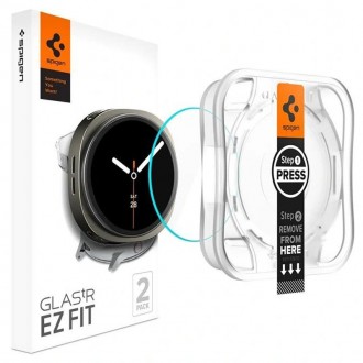 Apsauginis stiklas "Spigen Glas.Tr ”EZ-FIT” (2-vnt) su montavymo rėmeliu laikrodžiui Samsung Galaxy Watch 8 (40 MM)