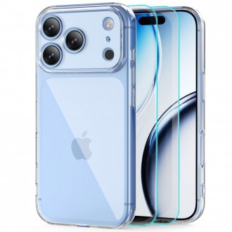 Skaidrus dėklas su dviem stikliukais Tech-Protect Flexair + Glass 2-pack telefonui Apple Iphone 17 PRO / 18 PRO