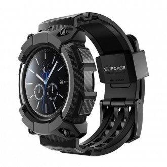 Juoda masyvi apyrankė/dėklas ''Supcase Unicorn Beetle Pro'' laikrodžiui Samsung Galaxy Watch 4 Classic 46MM