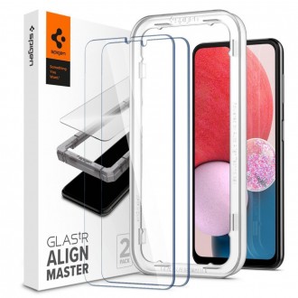 Apsauginis Stiklas Su Montavymo Rėmeliu "SPIGEN ALM GLAS.TR 2-PACK" telefonui Galaxy A13 4G / LTE