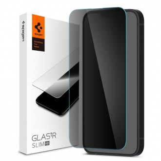 Privatumą suteikiantis apsauginis grūdintas stiklas "Spigen Glass.Tr Slim Privacy" telefonui Apple iPhone 13 / 13 Pro / 14 / 16E