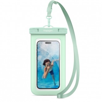 Mėtų spalvos Itin skaidrus universalus vandeniui atsparus dėklas "Spigen A601 Universal Waterproof Case" 
