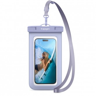 Alyvų spalvos Itin skaidrus universalus vandeniui atsparus dėklas "Spigen A601 Universal Waterproof Case" 