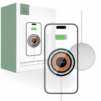Bevielis įkroviklis "Tech-Protect QI15W-A30 Magnetic Magsafe Wireless Charger" sidabrinis