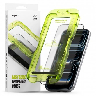 Apsauginis stikliukas juodais kraštais RINGKE EASY SLIDE 2-PACK (2-vnt.) telefonui Apple IPhone 17 PRO / 18 PRO