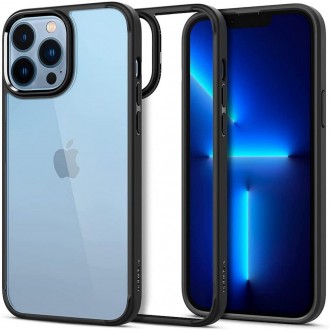 Itin tvirtas permatomas dėklas juodais kraštais "SPIGEN ULTRA HYBRID CRYSTAL CLEAR" telefonui iPhone 13 Pro