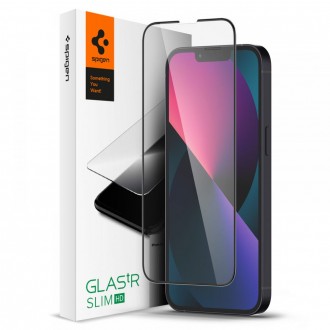 Apsauginis stiklas juodais kraštais Spigen "Glass tR Slim" telefonui Apple Iphone 13 mini 