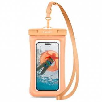 Abrikosų spalvos universalus vandeniui atsparus dėklas su plūdės funkcija "Spigen A610 Universal Waterproof Float Case" 