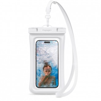 Baltas universalus vandeniui atsparus dėklas su plūdės funkcija "Spigen A610 Universal Waterproof Float Case" 