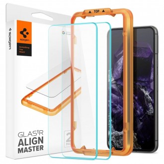 Apsauginis stiklas su montavymo rėmeliu "Spigen Alm Glas.Tr Slim 2-Pack" telefonui Google Pixel 8 