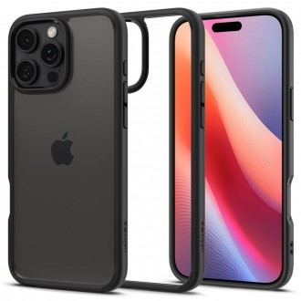 Itin tvirtas skaidrus dėklas juodais kraštais "Spigen Ultra Hybrid" telefonui Apple iPhone 16 Pro Max