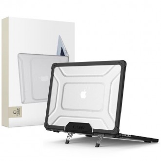 Matinis dėklas "Tech-Protect Smartshell Black/Clear" nešiojamam kompiuteriui Macbook Air 13 M2 / M3 / M4 / 2023-2025