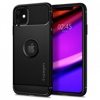 Juodas tvirtas dėklas Spigen "Rugged Armor" telefonui Apple iPhone 11 