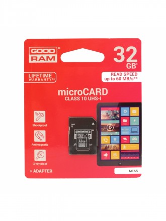 Atminties korta GOODRAM MicroSD 32Gb (class 10) + SD adapter