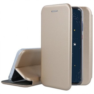 Aukso spalvos atverčiamas dėklas "Book Elegance" telefonui Huawei P30 Lite