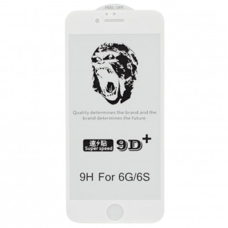 Baltais apvadais apsauginis grūdintas stiklas Apple iPhone 6 / 6s telefonui "9D Gorilla "