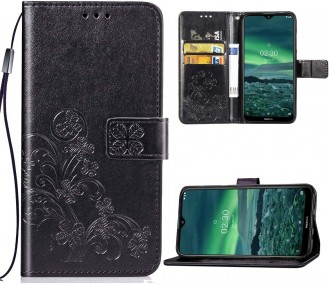Juodas atverčiamas dėklas "Gėlių knyga" telefonui Samsung Galaxy A24 4G /  A24 5G