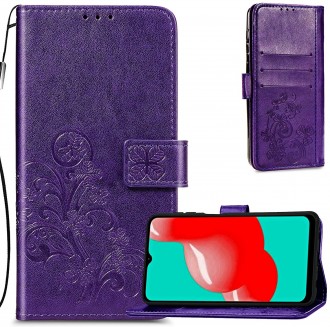 Violetinis atverčiamas dėklas "Gėlių knyga" telefonui Samsung Galaxy A24 4G / A24 5G