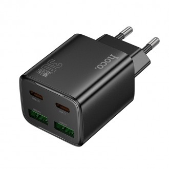 Įkroviklis Hoco N56 30W GaN 2xUSB-C / 2xUSB-A juodas