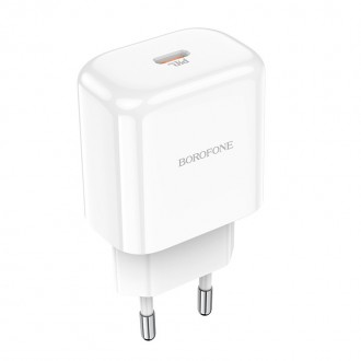 Pakrovėjas-įkroviklis buitinis Borofone BN3 Type-C QC 3.0, PD 2.0 20W, baltas