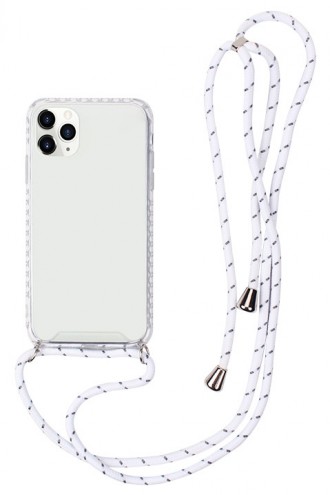 Skaidrus dėklas su baltu dirželiu "Strap Case" skirtas  Apple iPhone XR