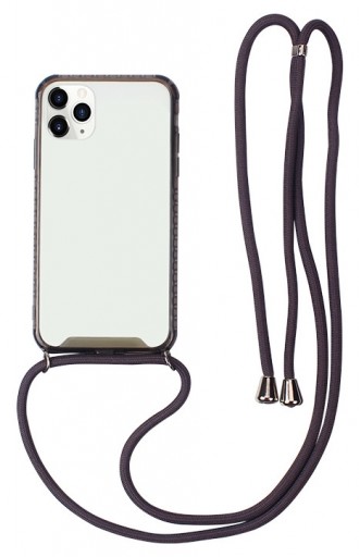 Skaidrus dėklas su juodu dirželiu "Strap Case" skirtas  Apple iPhone 12 Pro Max