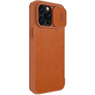 Rudas atverčiamas dėklas "Nillkin Qin Pro Leather" telefonui iPhone 14 Plus